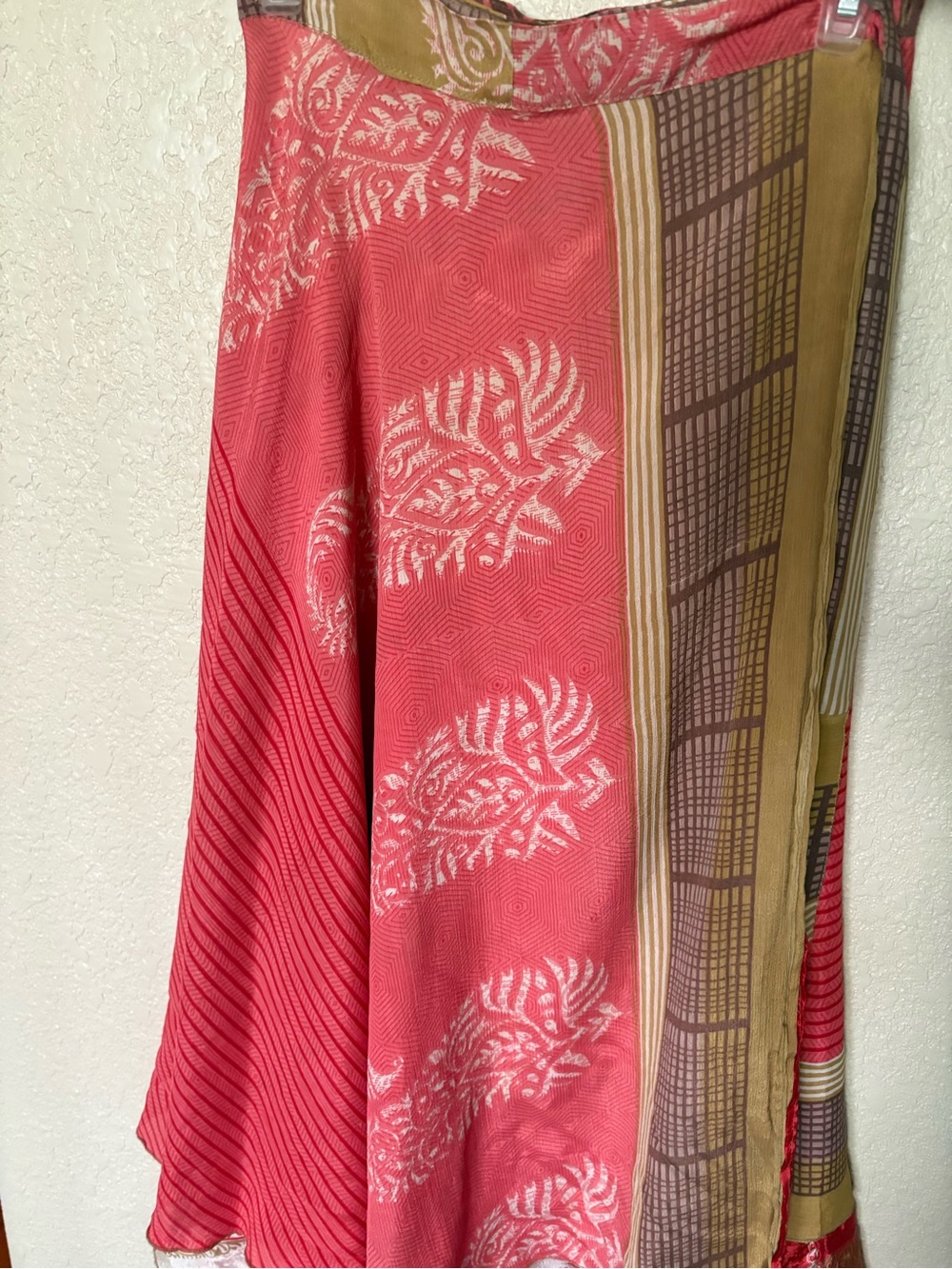 Lightweight pink reversible sari skirt from Darn Good Yarn